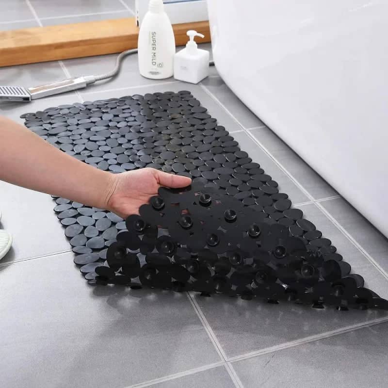 Tapis de Douche Antidérapant Galets - coloris noir